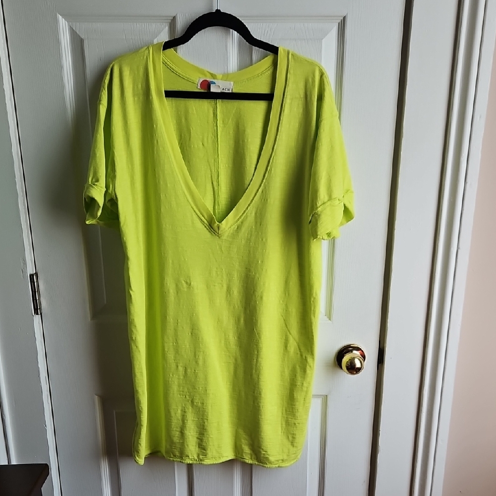 Free People Beach Women's Neon Yellow V-Neck Tunic